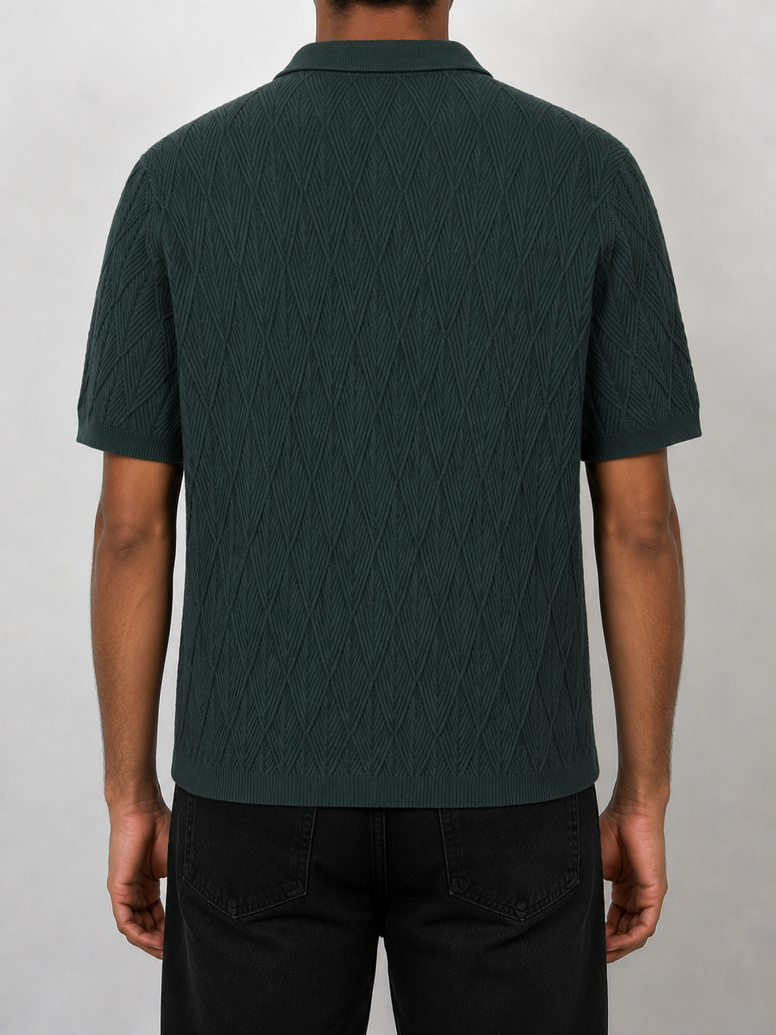 DEEP GREEN KNIT POLO TEE