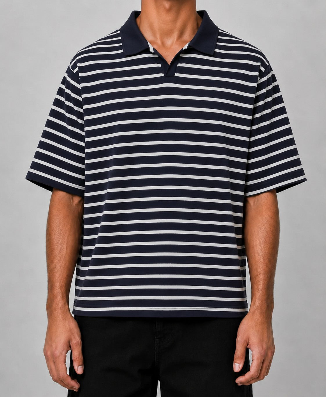 NAVY HORIZONTAL STRIPE POLO