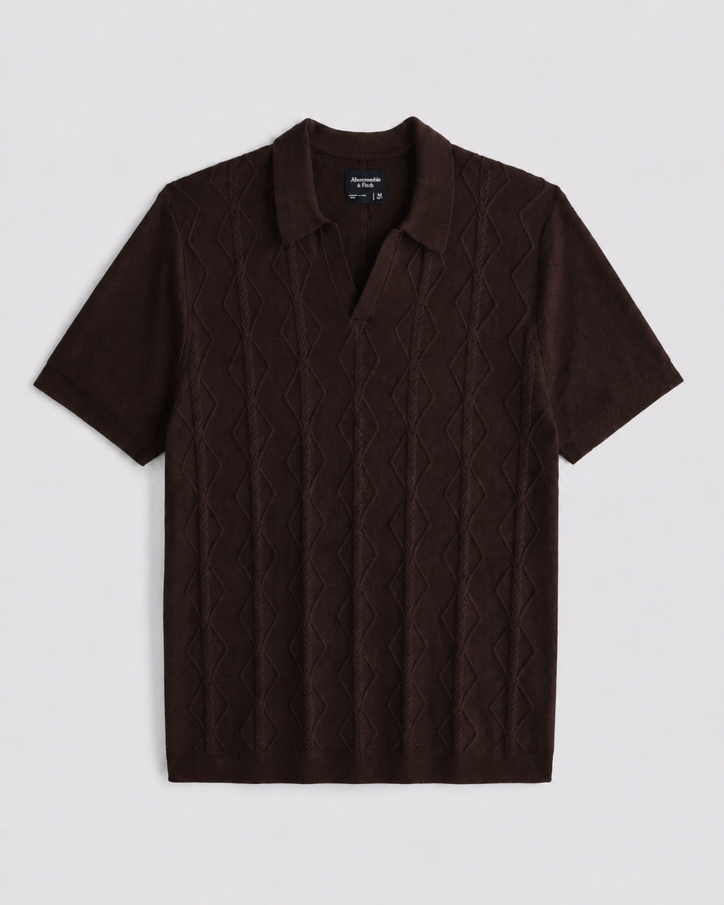 DARK BROWN KNIT POLO TEE