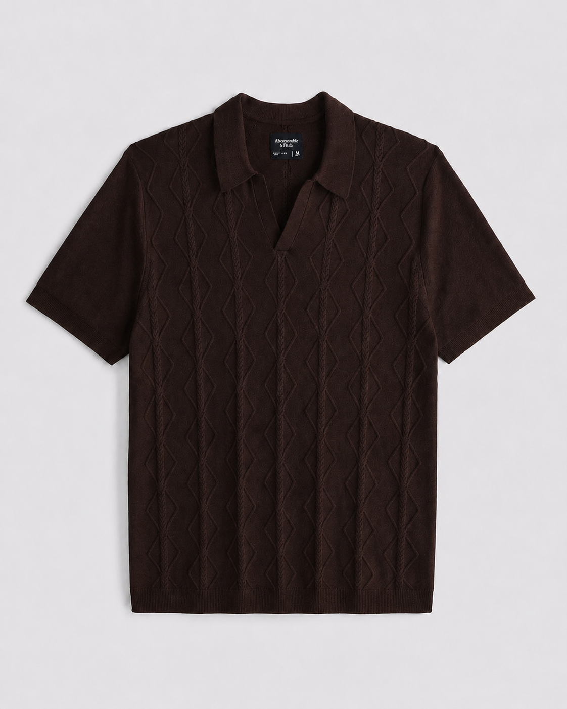 DARK BROWN KNIT POLO TEE