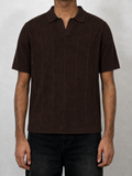 DARK BROWN KNIT POLO TEE