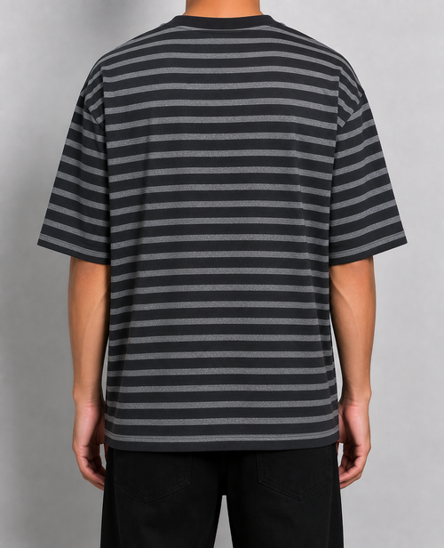BLACK STRIPED OVERSIZED FIVESLEEVE