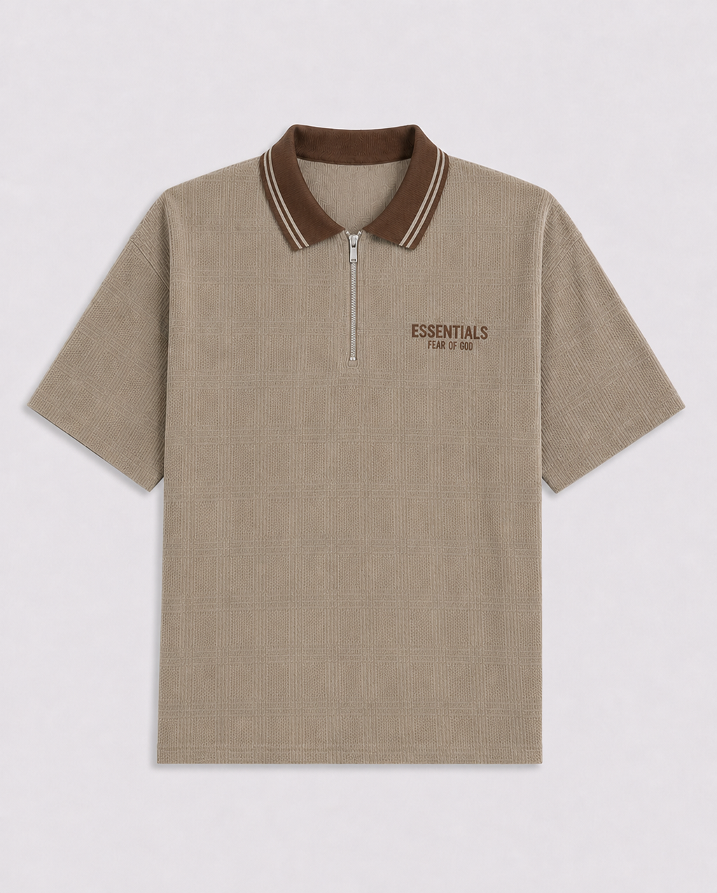 GREIGE WAFFLE ZIP - POLO TEE