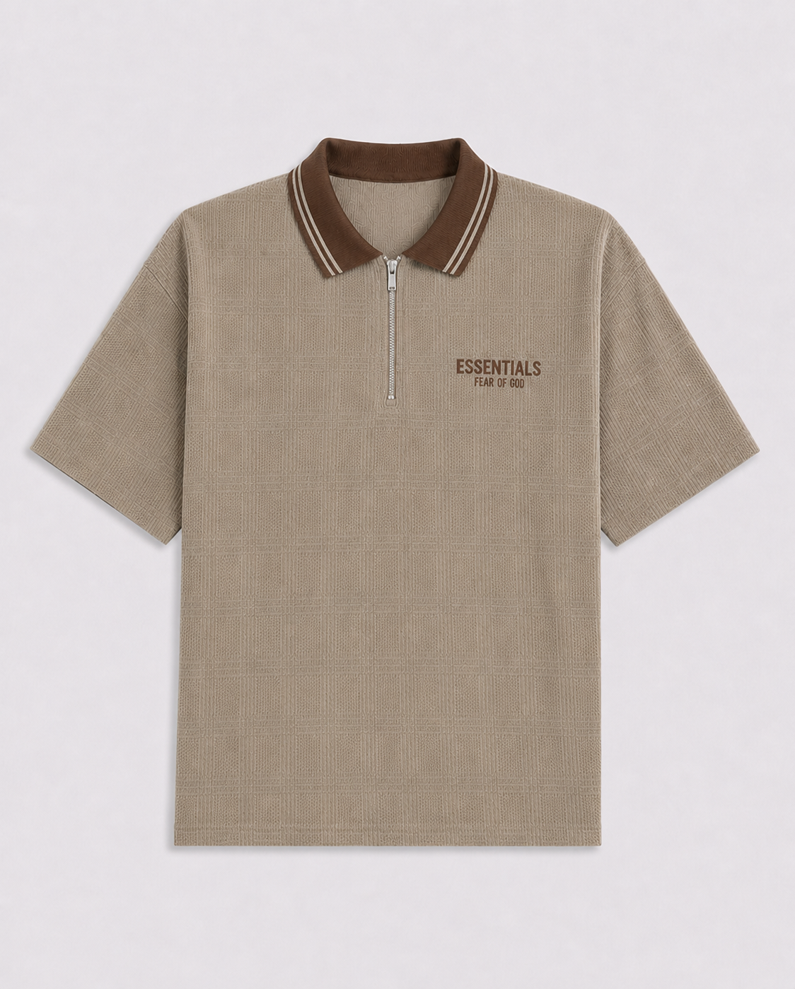 GREIGE WAFFLE ZIP - POLO TEE