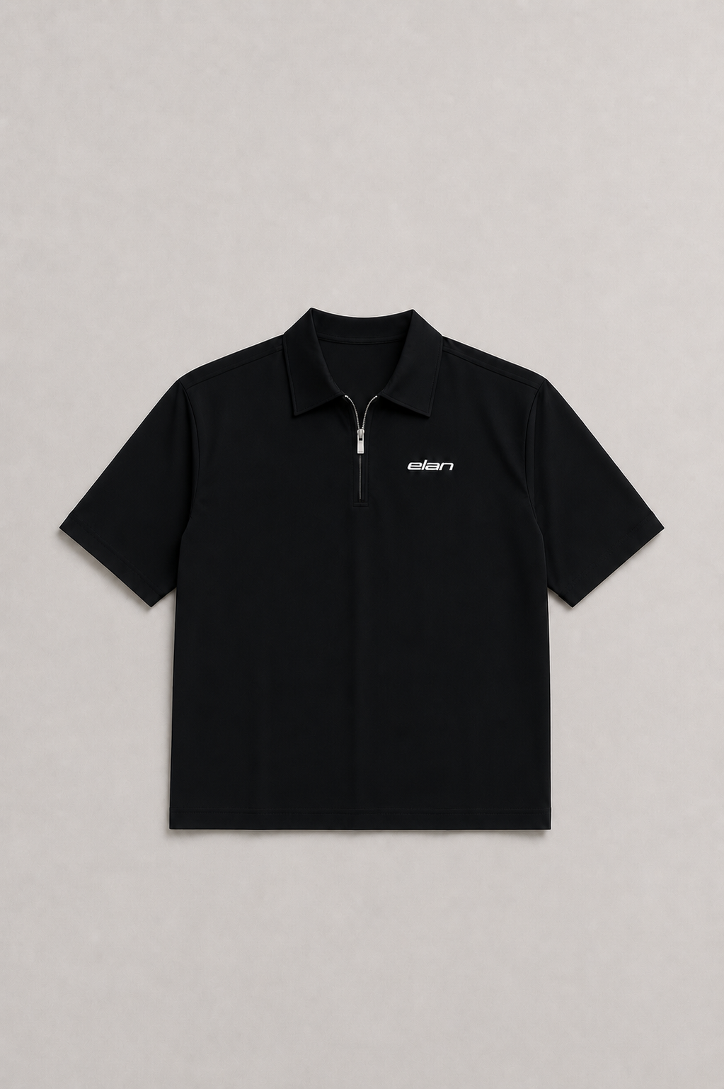 BLACK OVERSIZED ZIP COLLAR TEE