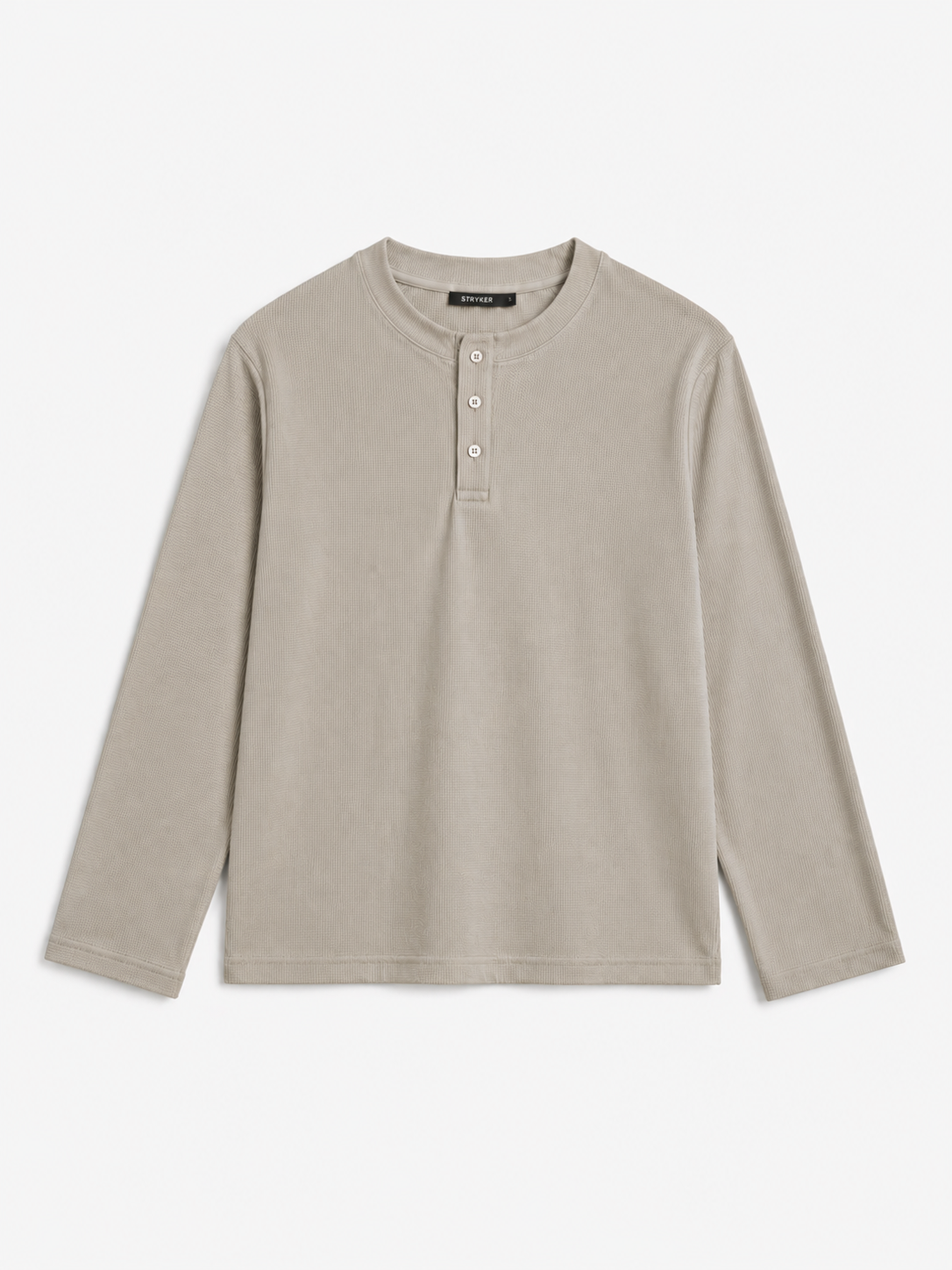ASH GREY WAFFLE OVERSIZED HENLEY TEE