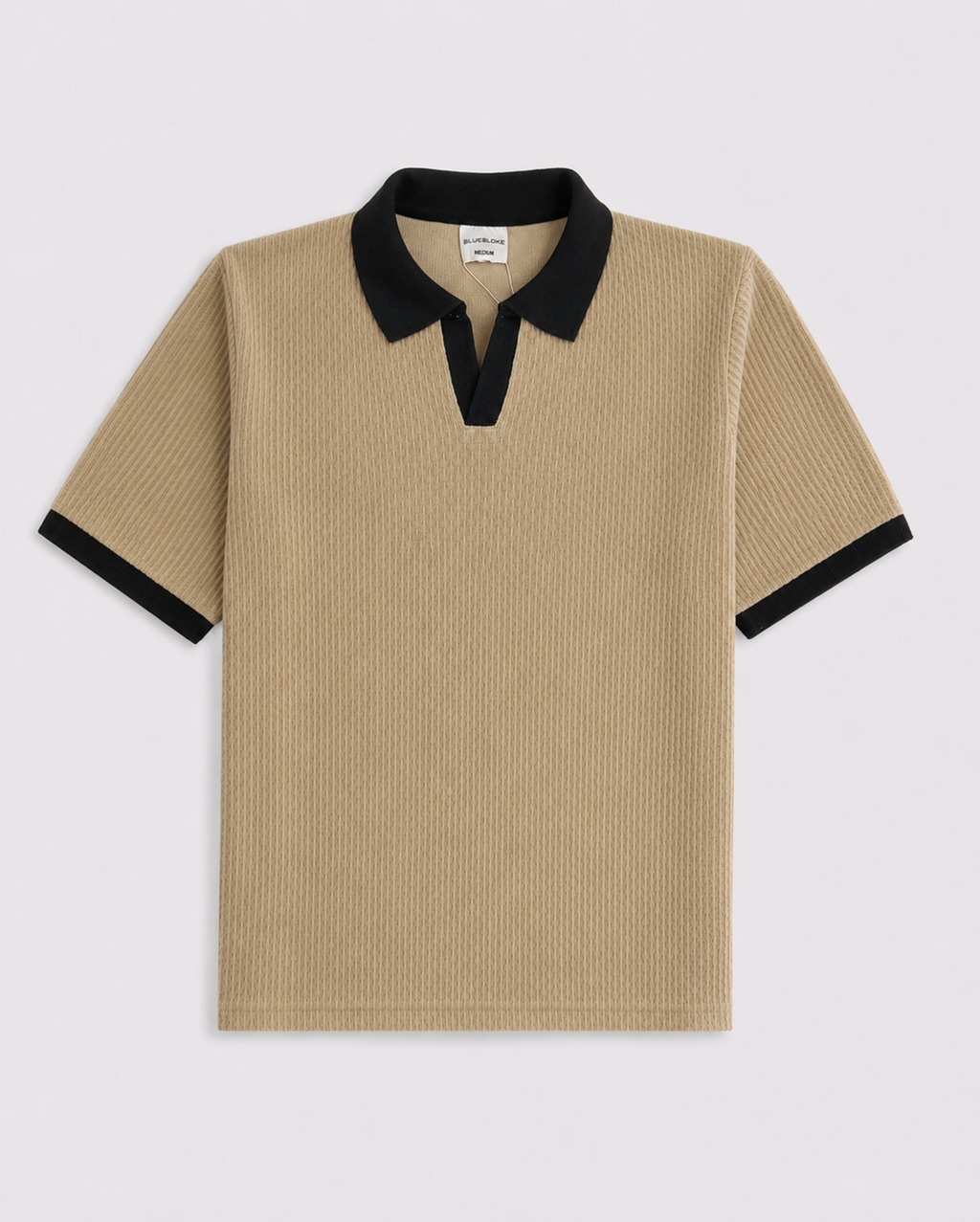 OAT BEIGE KNIT POLO TEE