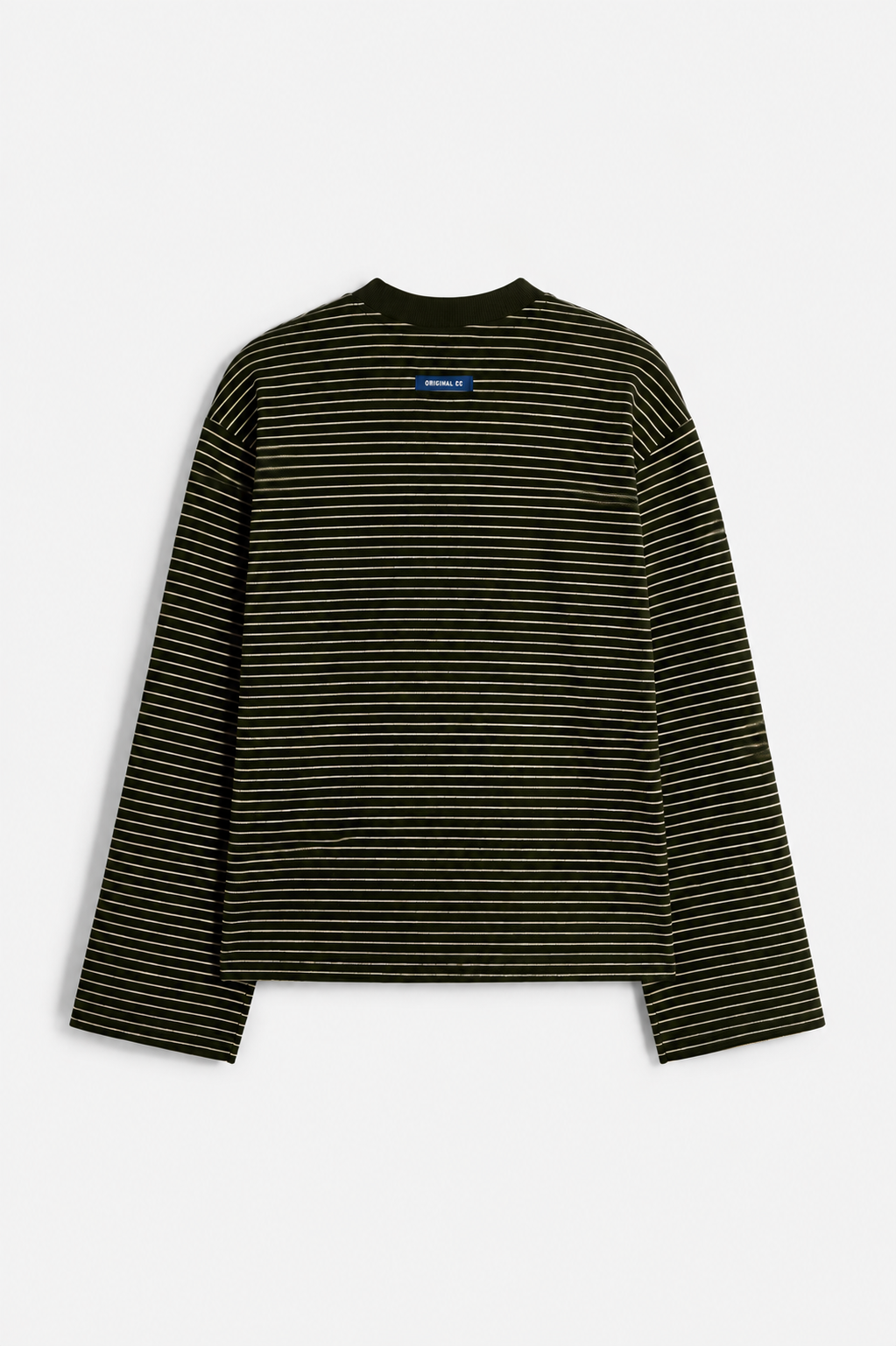 OLIVE MICRO STRIPED LONG TEE