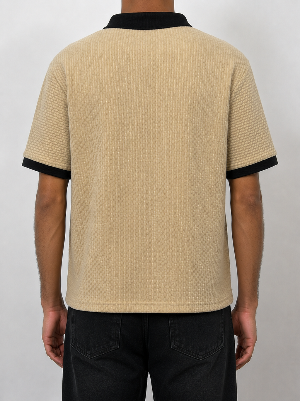 OAT BEIGE KNIT POLO TEE