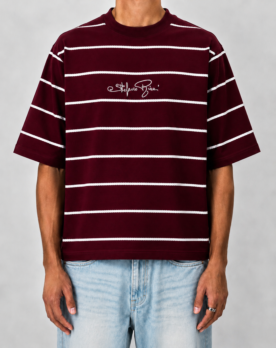 BURGUNDY STRIPED FIVE SLEEVE