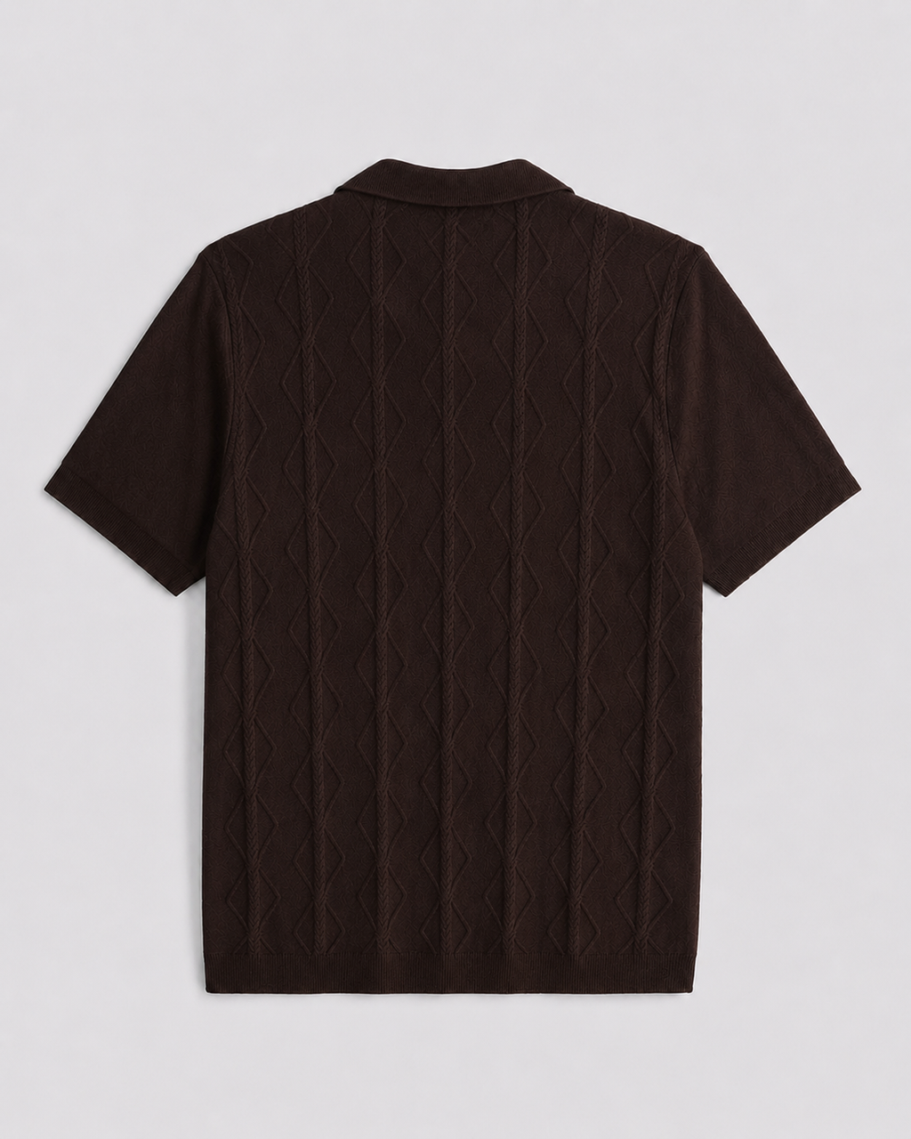 DARK BROWN KNIT POLO TEE
