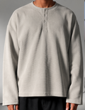ASH GREY WAFFLE OVERSIZED HENLEY TEE