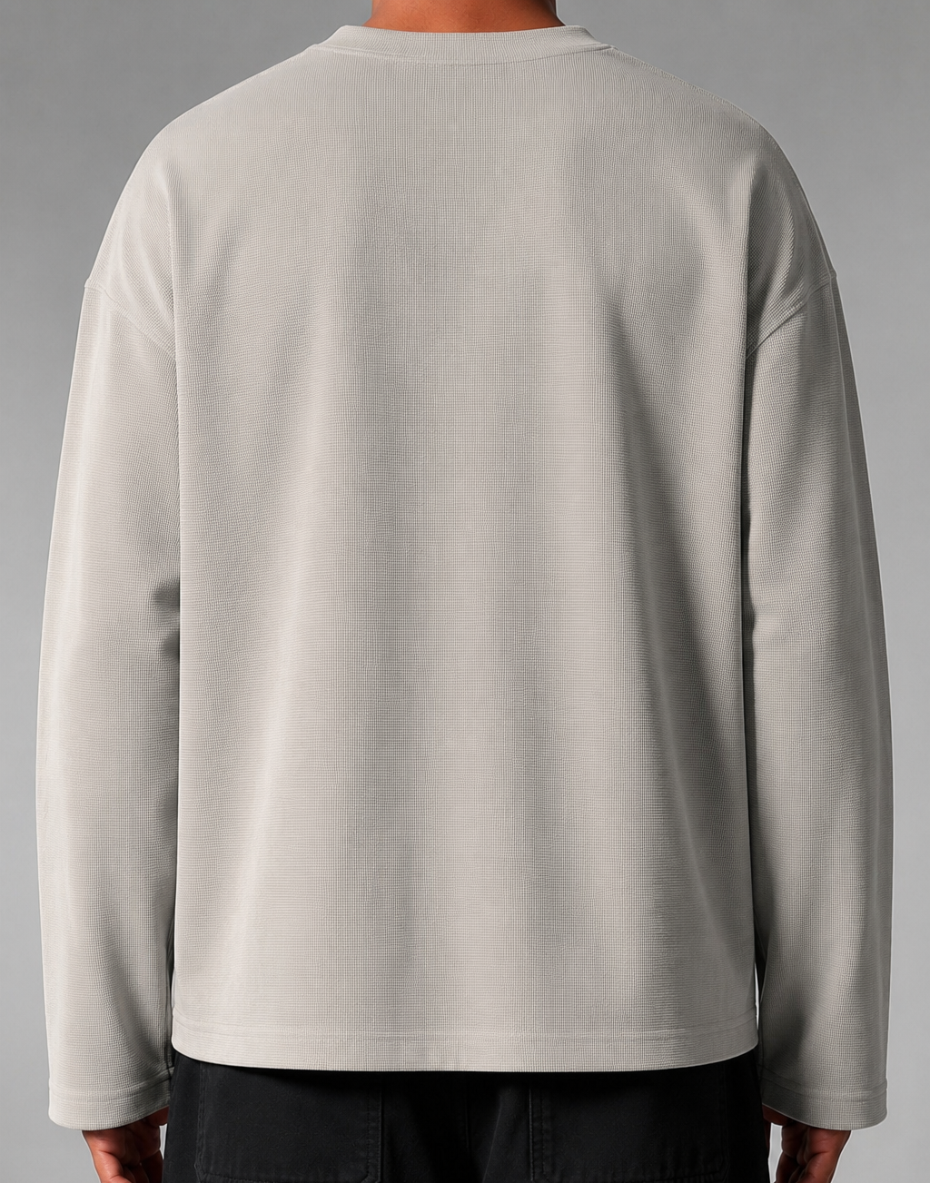 ASH GREY WAFFLE OVERSIZED HENLEY TEE